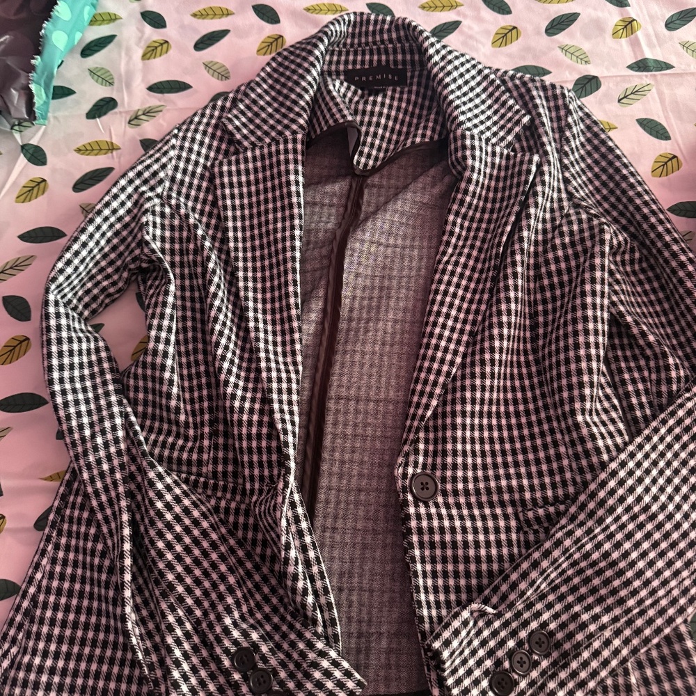 Gingham Print Blazer - image 1